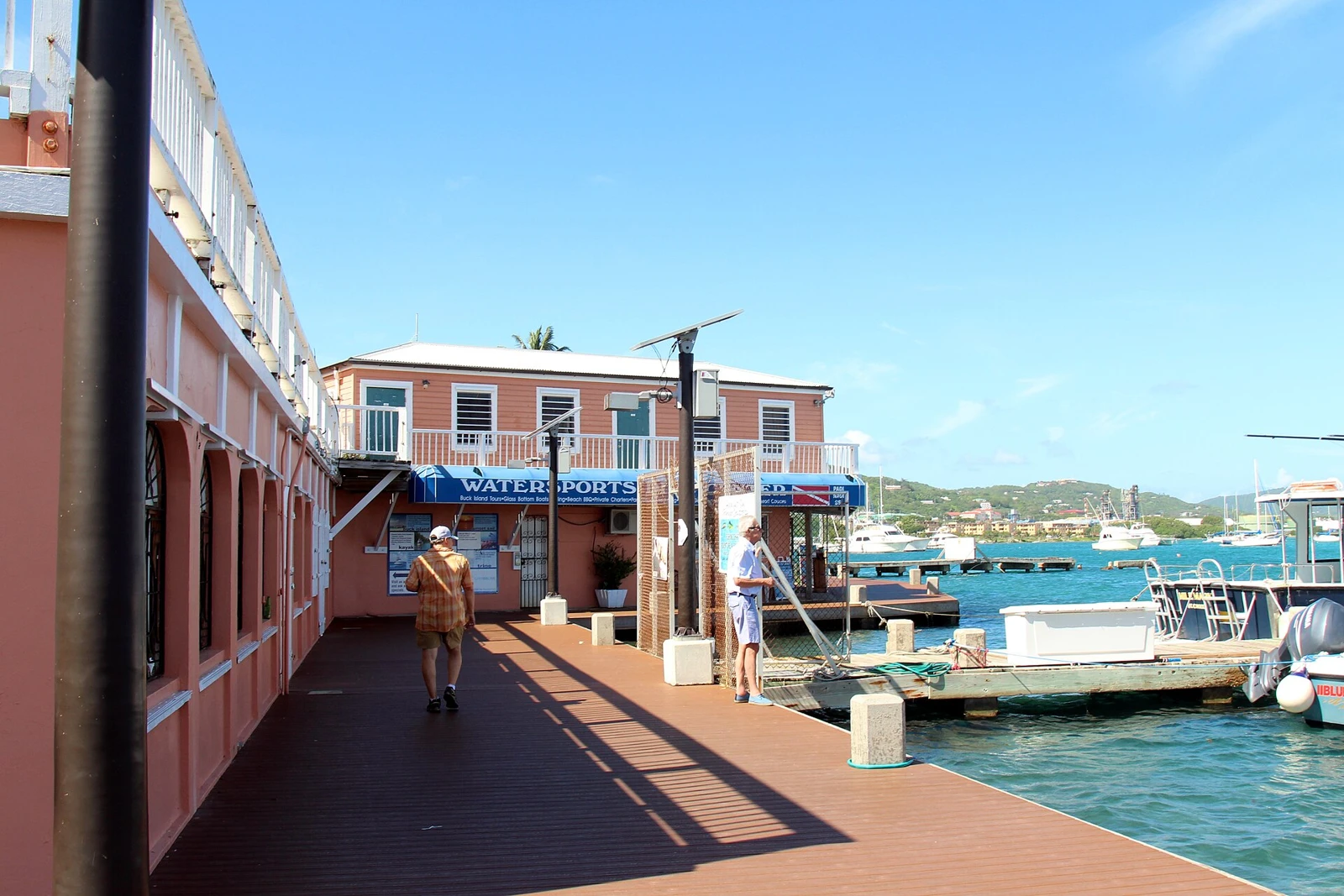 Christiansted boardwalk and harbor on St. Croix, U.S. Virgin Islands